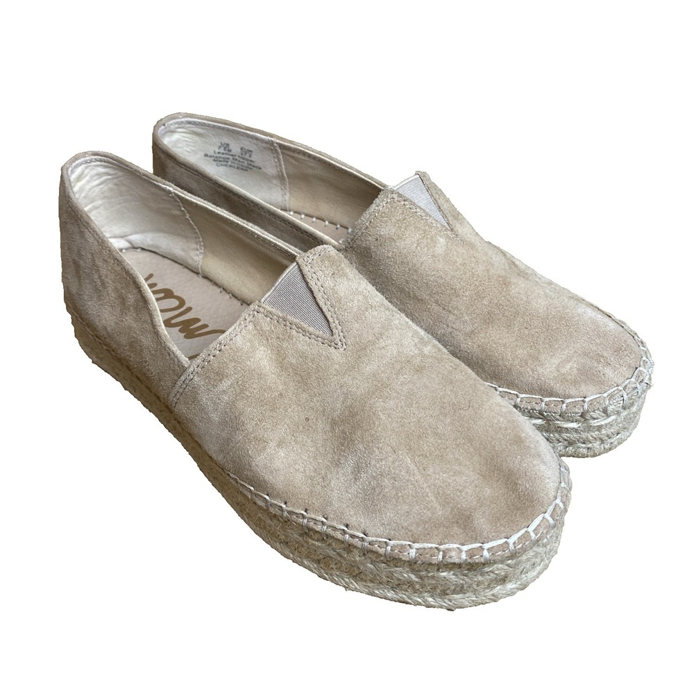 Womens Sam Edelman 7.5  Cherlene Slip-On Espadrille  Tan Suede Leather Summer